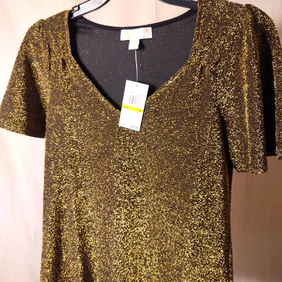 Michael Kors Tops Michael Kors Black Blouse With Gold Glitter